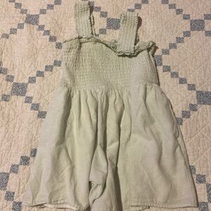 American Eagle shabby chic romper dress with light green and white stripes